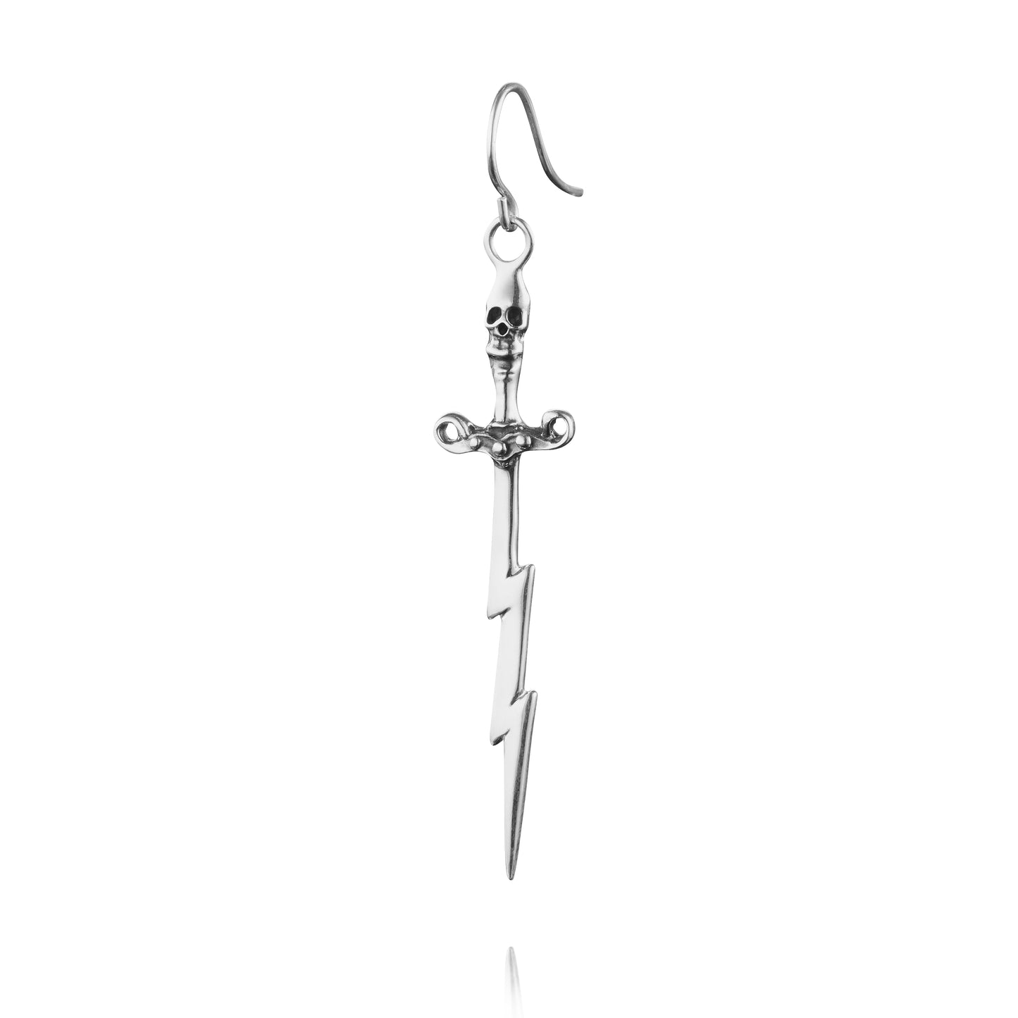 Skull Dagger Sterling Silver Earring Single