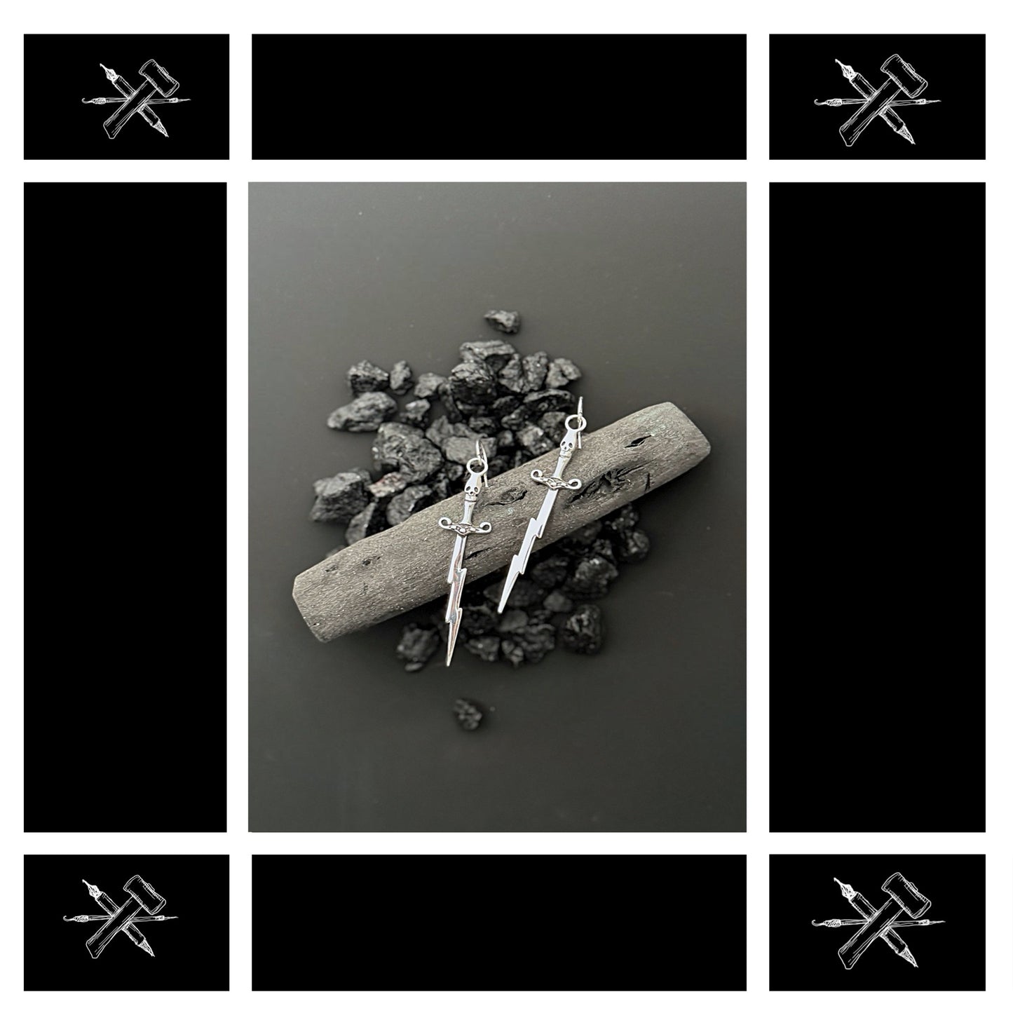 Skull Dagger Sterling Silver Earring Single