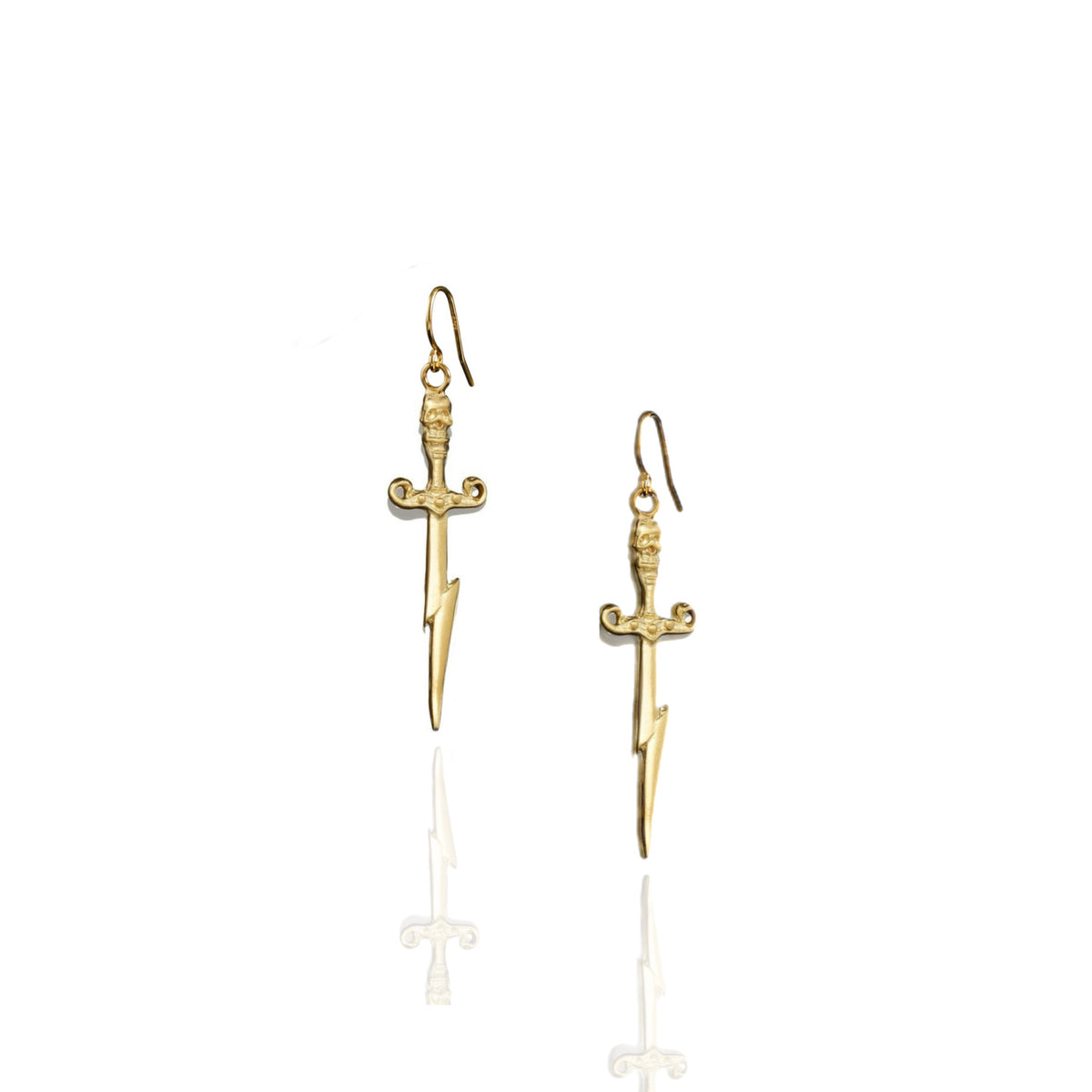 Skull Dagger Mini Earrings Gold