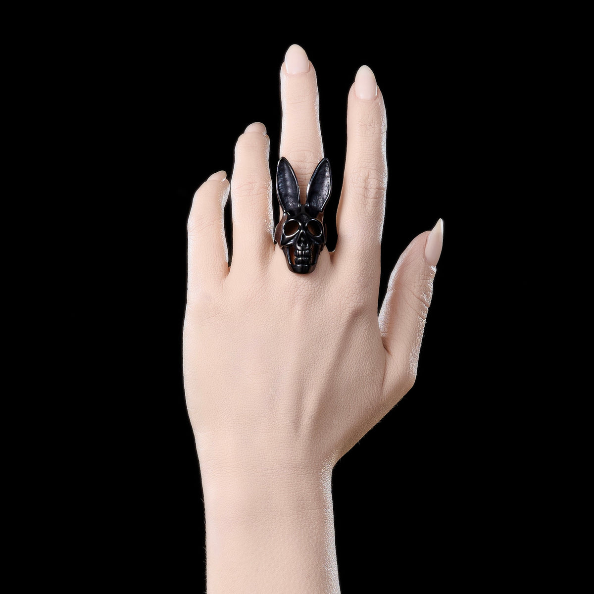 Heart of Bone Baby Bad Bunny®️ ring black on model 