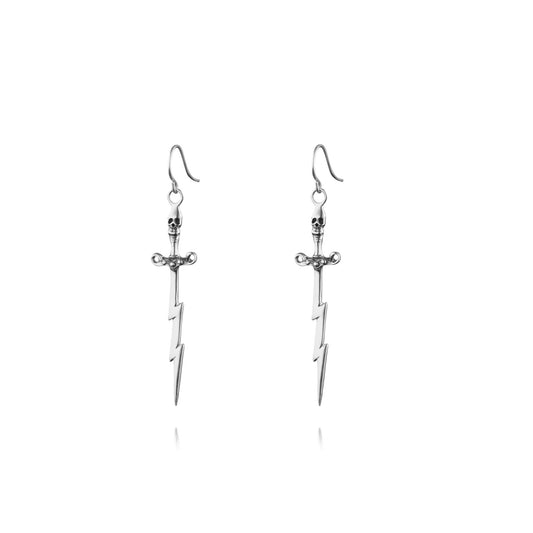 Heart of Bone cult status skull dagger earrings in solid sterling silver 