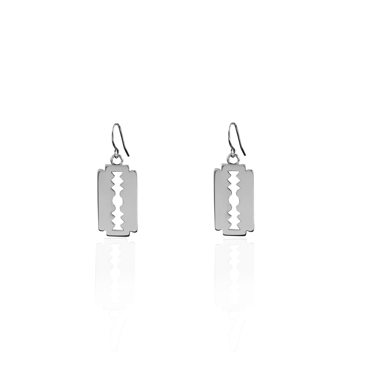 Heart of Bone razor earrings made from solid sterling silver 