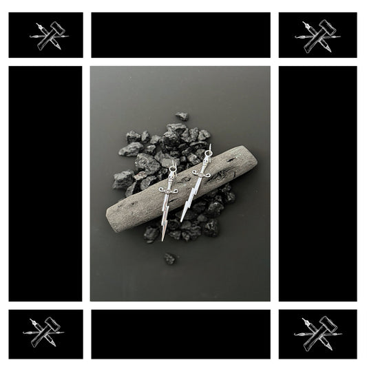 Skull Dagger Sterling Silver Earring Single